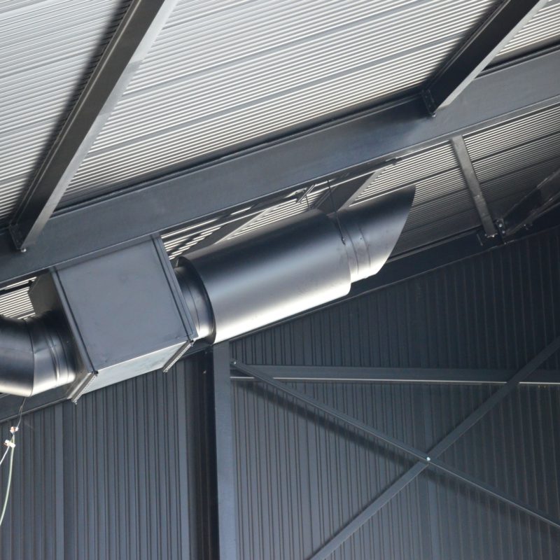 Inofec Luchtgroep Ventilatie Showroom Kanalen Zwart Kantoorgebouw Kantoren Kantoor Verse Lucht Koop Installeren